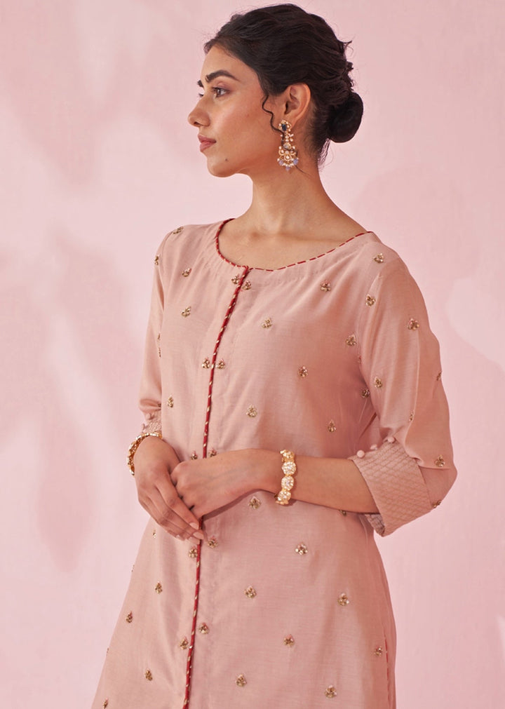 Blush Pink Chanderi Co Ord Set Studio Bagechaa - Fabilicious Fashion