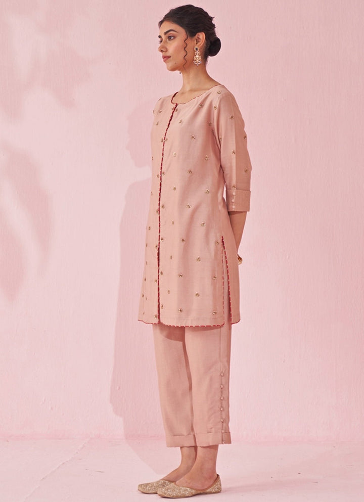 Blush Pink Chanderi Co Ord Set Studio Bagechaa - Fabilicious Fashion