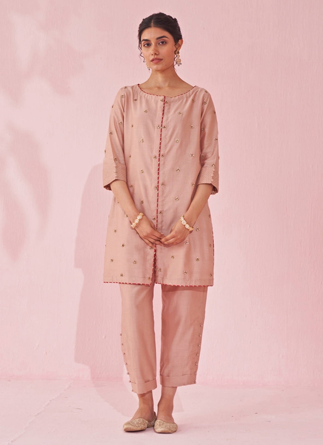 Blush Pink Chanderi Co Ord Set Studio Bagechaa - Fabilicious Fashion