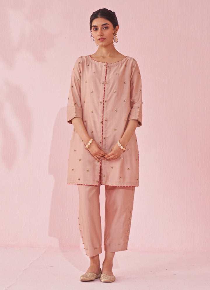 Blush Pink Chanderi Co Ord Set Studio Bagechaa - Fabilicious Fashion