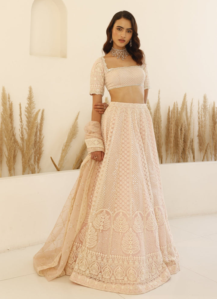 Blush Pink Chikankari Lehenga Set Studio Iris - Fabilicious Fashion
