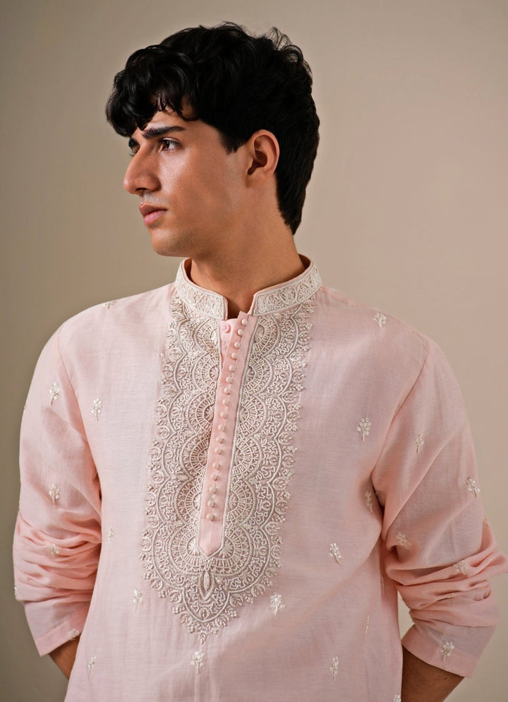 Darzi House Blush Pink Cotton Chanderi Kurta SetFabilicious Fashion