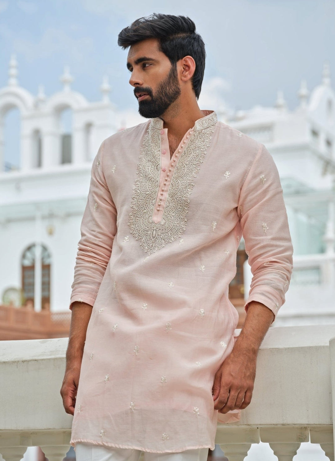 Darzi House Blush Pink Cotton Chanderi Kurta SetFabilicious Fashion