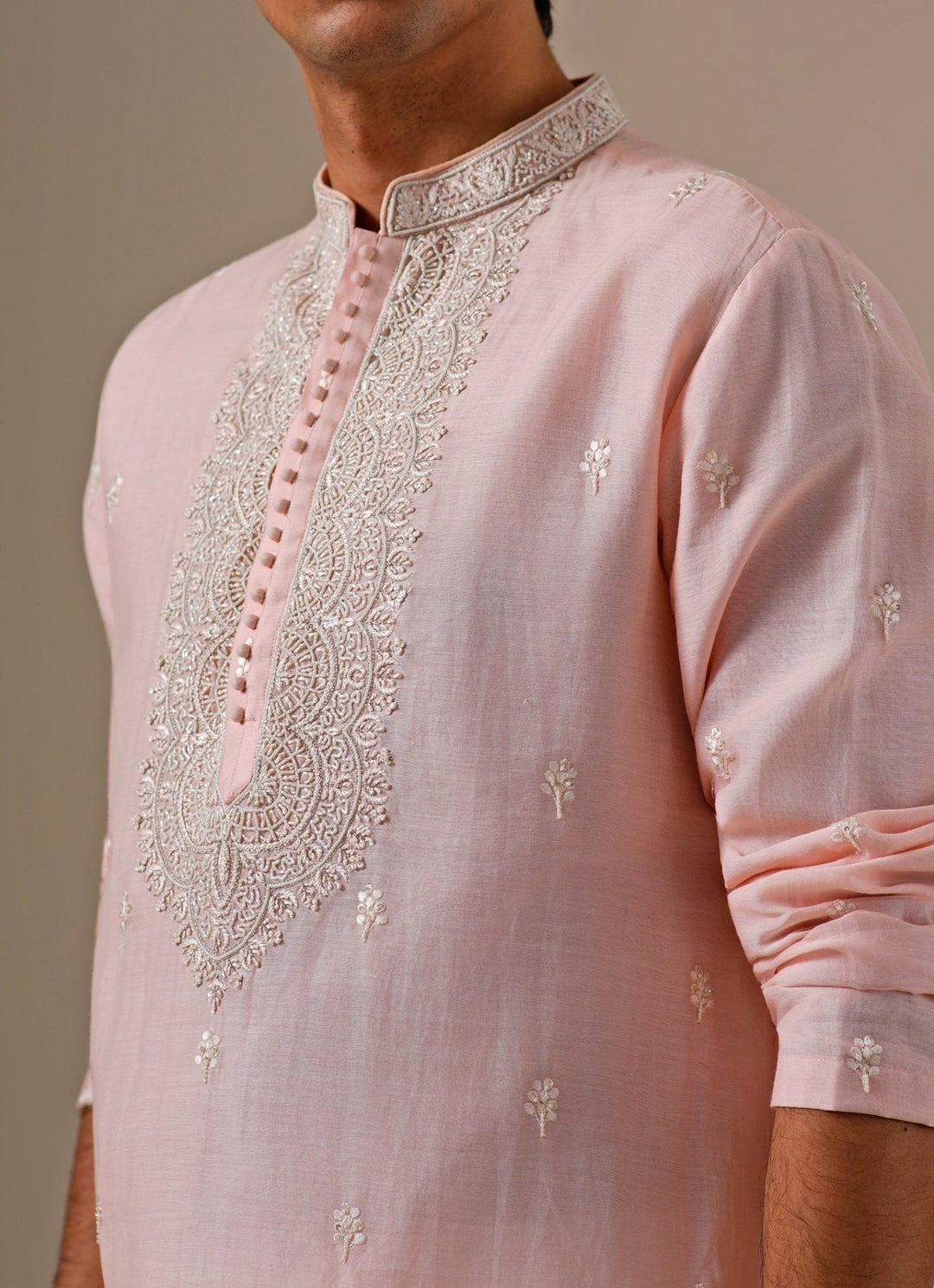 Darzi House Blush Pink Cotton Chanderi Kurta SetFabilicious Fashion