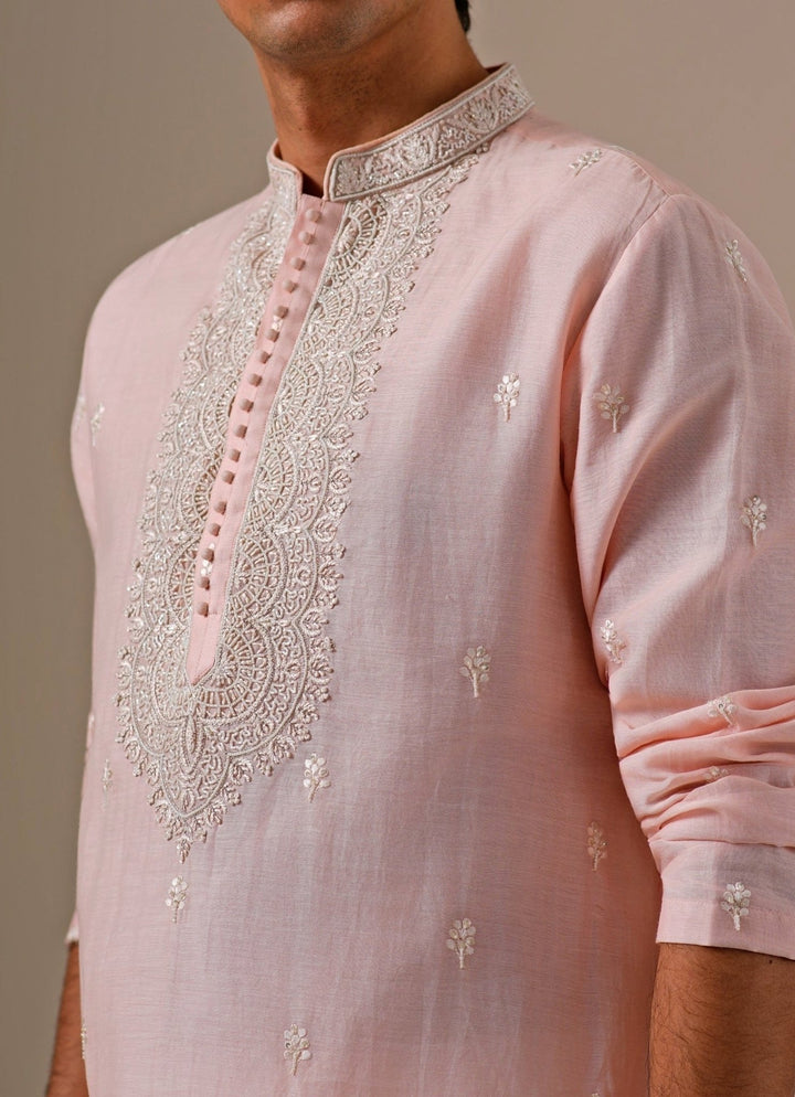 Darzi House Blush Pink Cotton Chanderi Kurta SetFabilicious Fashion