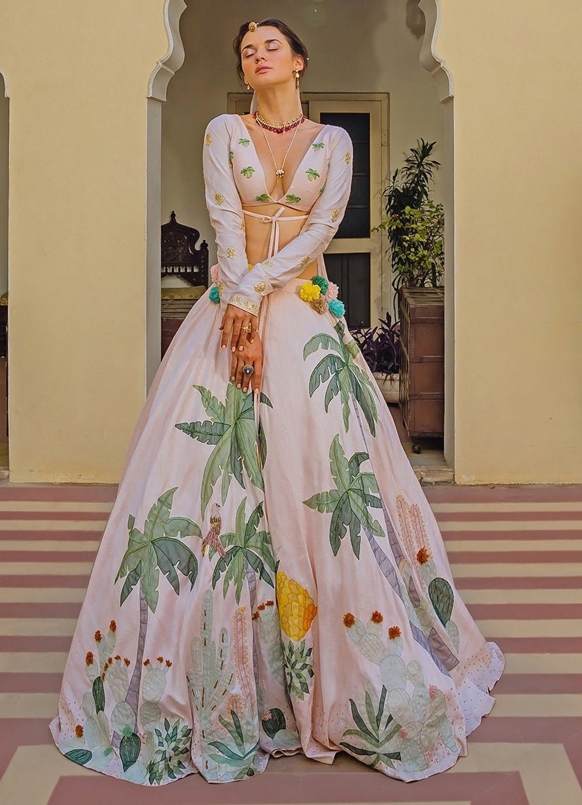 The Little Black Bow Blush Pink Crepe Lehenga SetFabilicious Fashion