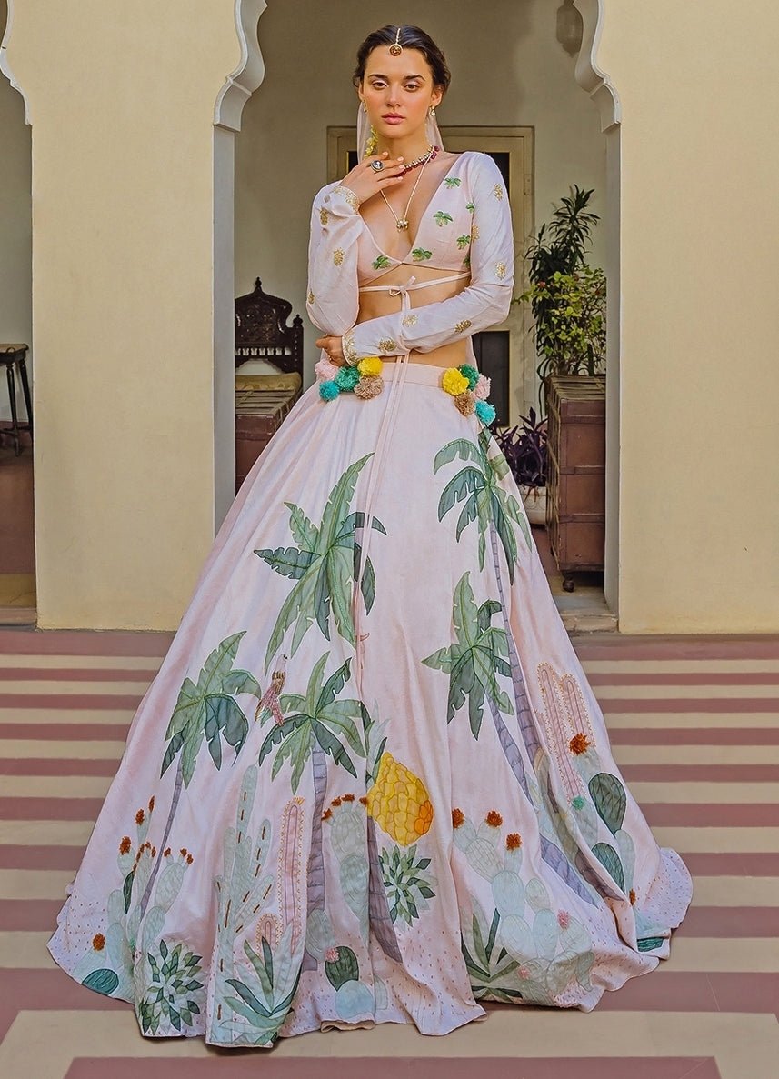 The Little Black Bow Blush Pink Crepe Lehenga SetFabilicious Fashion