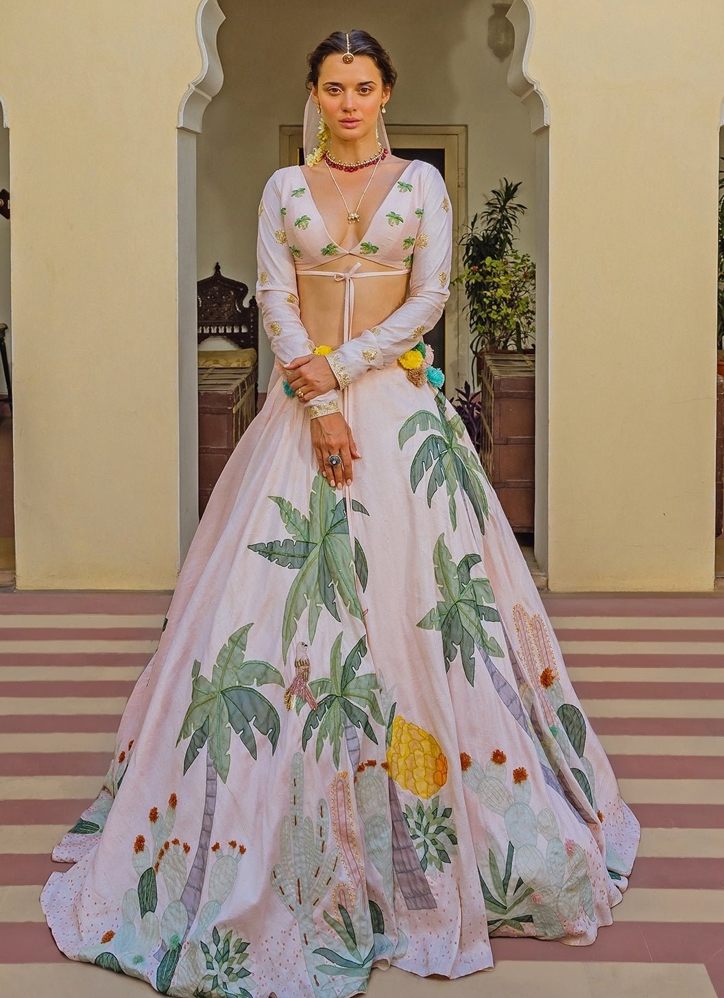 The Little Black Bow Blush Pink Crepe Lehenga SetFabilicious Fashion