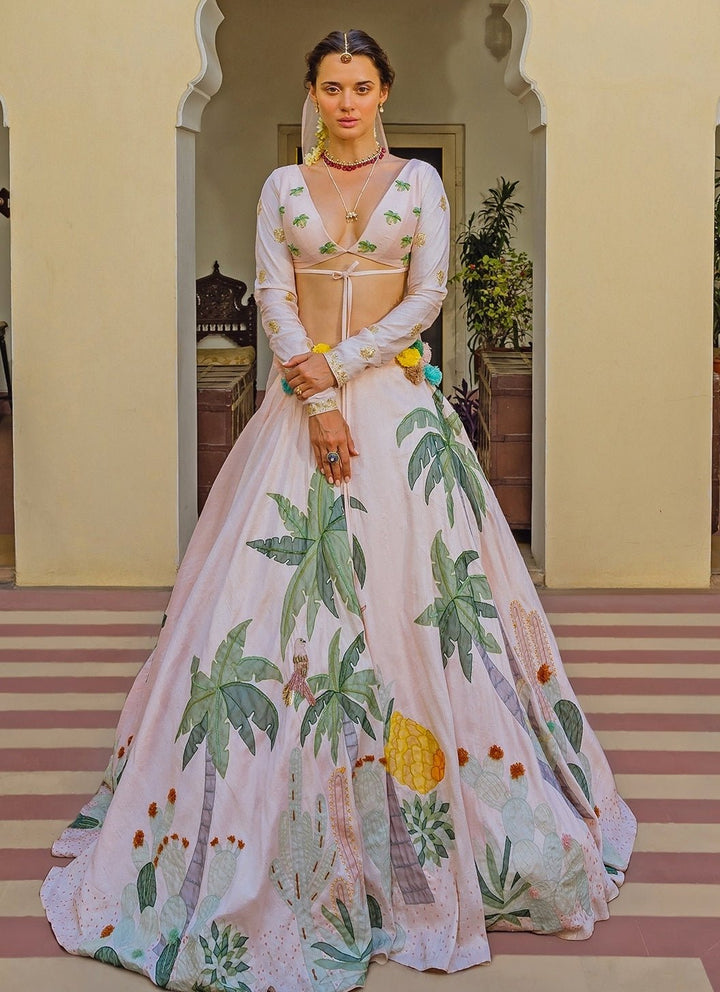 The Little Black Bow Blush Pink Crepe Lehenga SetFabilicious Fashion
