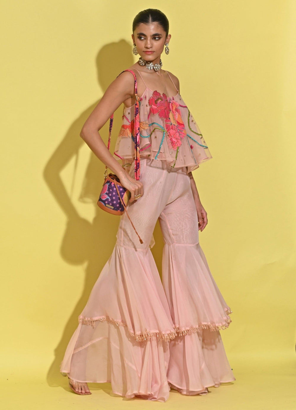 Rishi And Vibhuti Blush Pink Crepe Sharara SetFabilicious Fashion