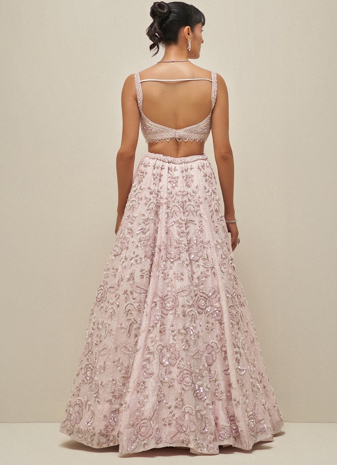 Blush Pink Crystal Embroidered Lehenga Set Angad Singh - Fabilicious Fashion