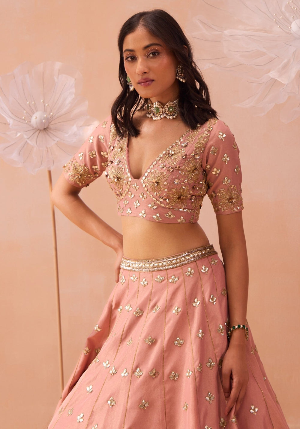Blush Pink Embellished Lehenga Set Parul Gandhi - Fabilicious Fashion