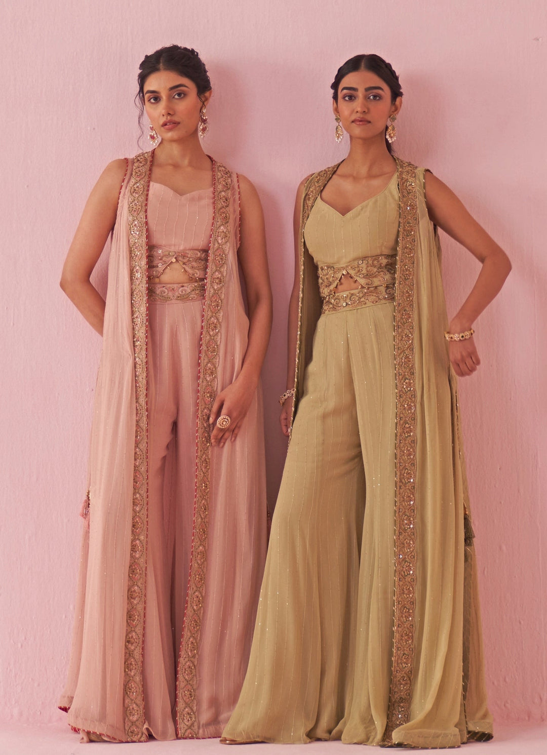 Blush Pink Embroidered Blouse Sharara Set With Cape Studio Bagechaa - Fabilicious Fashion