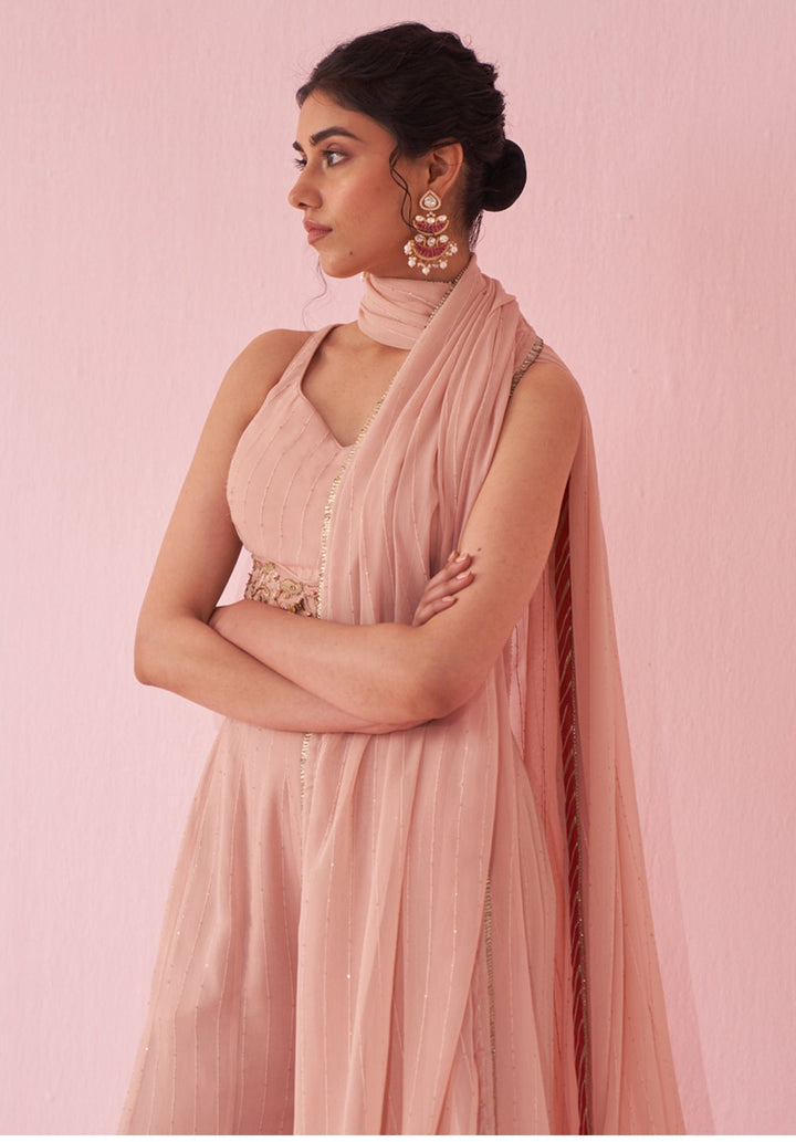 Blush Pink Embroidered Blouse Sharara Set Studio Bagechaa - Fabilicious Fashion