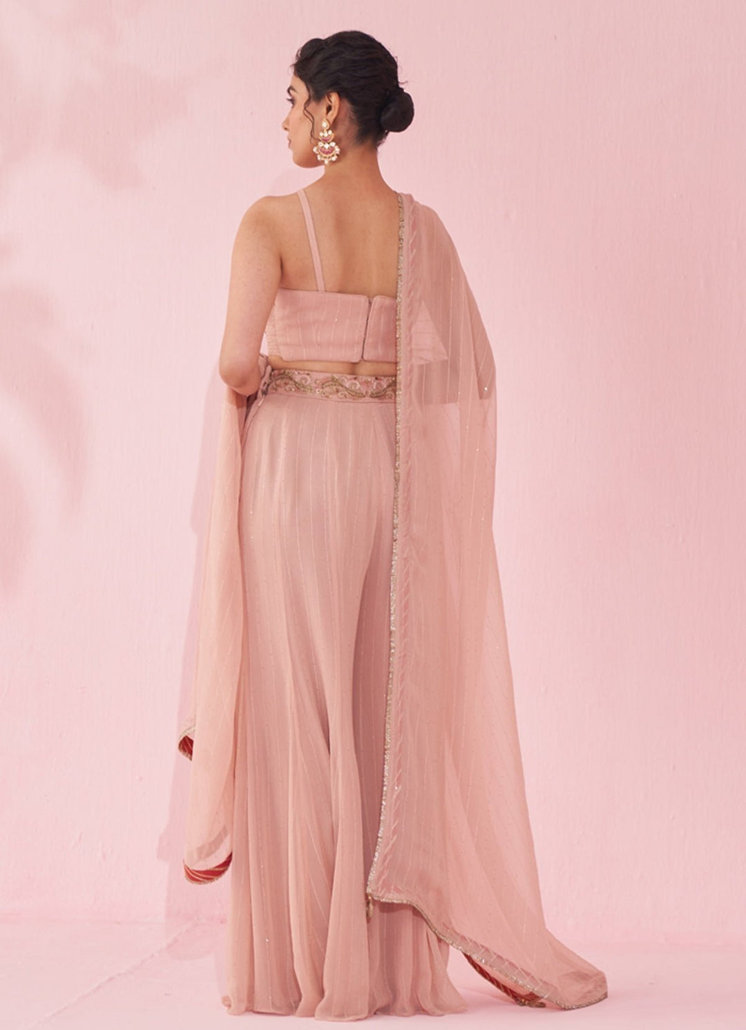 Blush Pink Embroidered Blouse Sharara Set Studio Bagechaa - Fabilicious Fashion