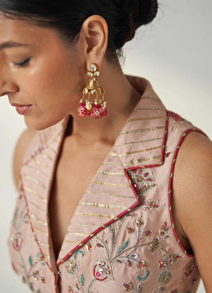 Blush Pink Embroidered Blouse With Sharara Pants Studio Bagechaa - Fabilicious Fashion