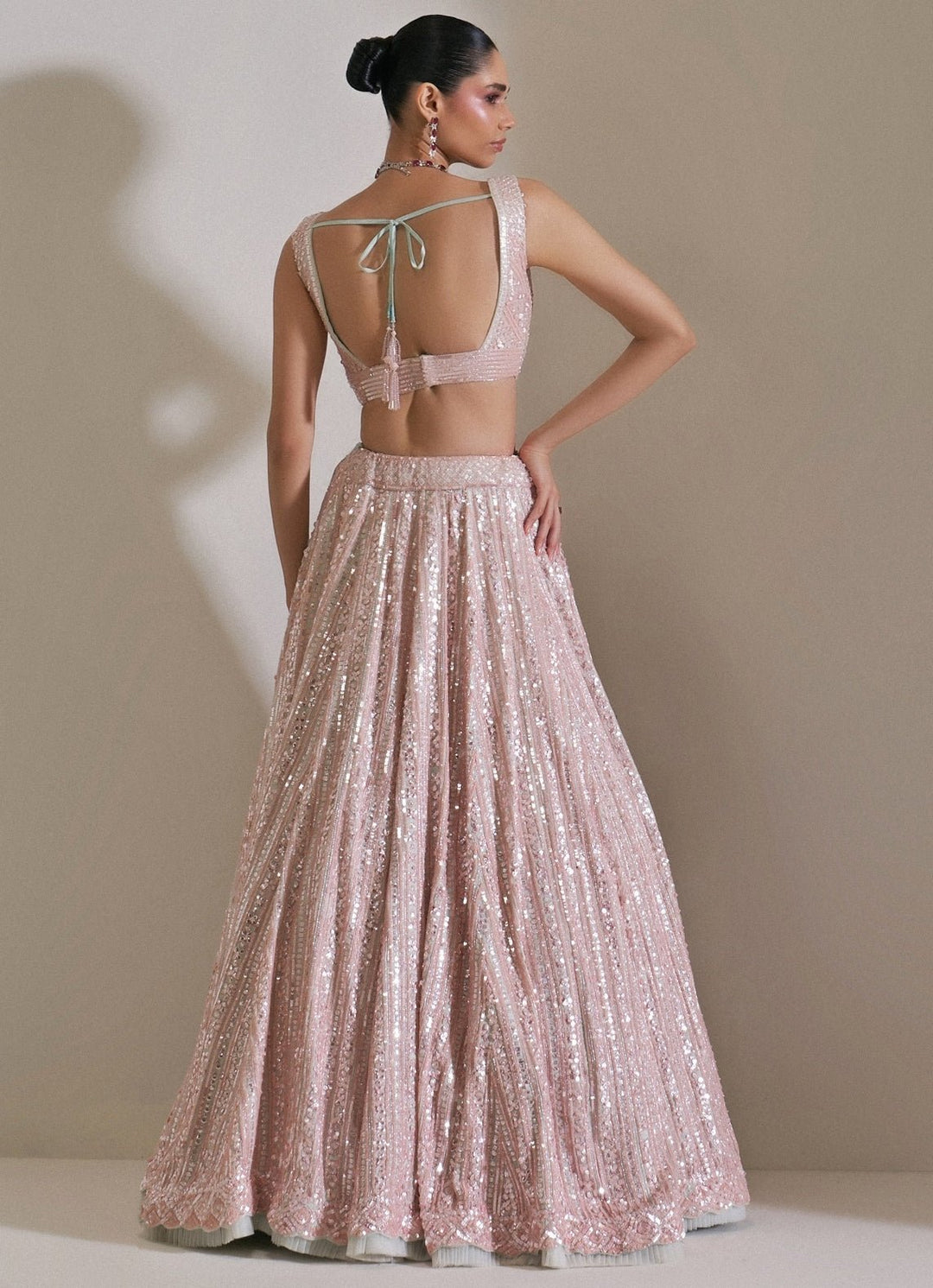 Blush Pink Embroidered Bridal Lehenga Set Angad Singh - Fabilicious Fashion