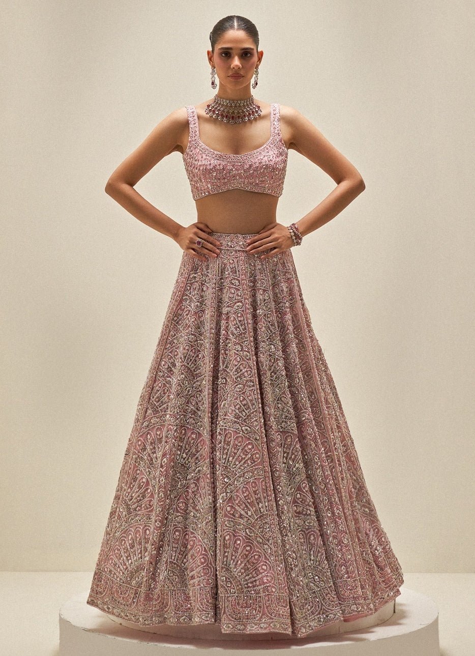 Blush Pink Embroidered Bridal Lehenga Set Angad Singh - Fabilicious Fashion