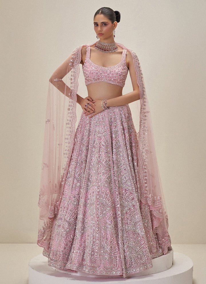 Blush Pink Embroidered Bridal Lehenga Set Angad Singh - Fabilicious Fashion