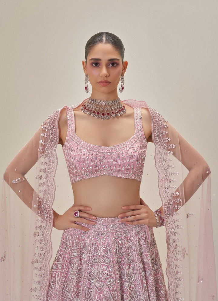 Blush Pink Embroidered Bridal Lehenga Set Angad Singh - Fabilicious Fashion