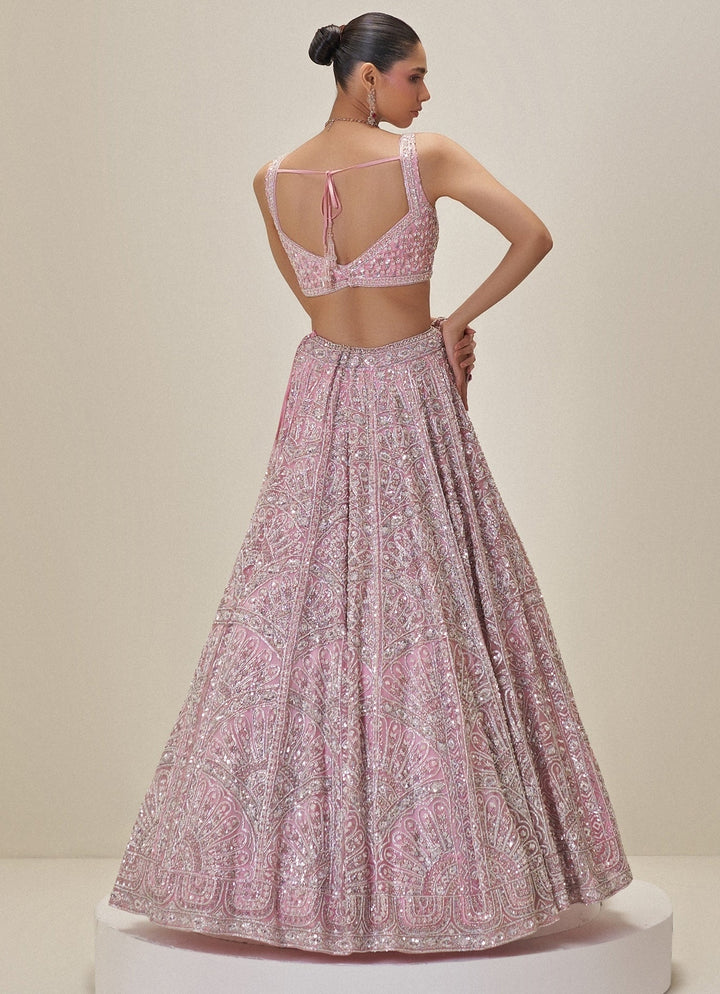 Blush Pink Embroidered Bridal Lehenga Set Angad Singh - Fabilicious Fashion