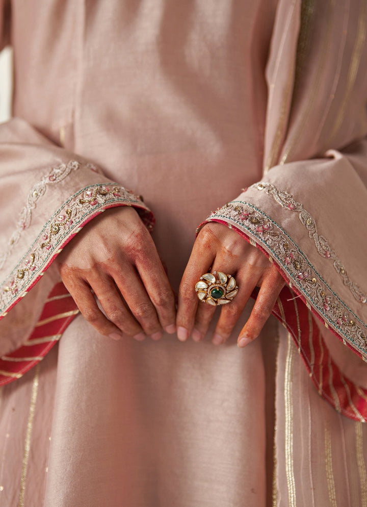 Blush Pink Embroidered Chanderi Anarkali Set Studio Bagechaa - Fabilicious Fashion