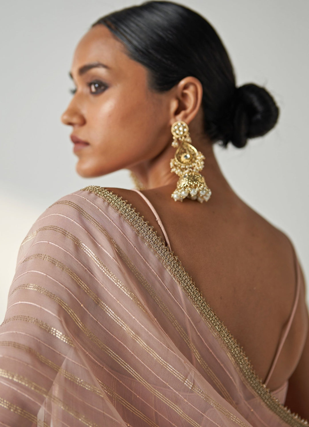 Blush Pink Embroidered Chanderi Lehenga Set Studio Bagechaa - Fabilicious Fashion