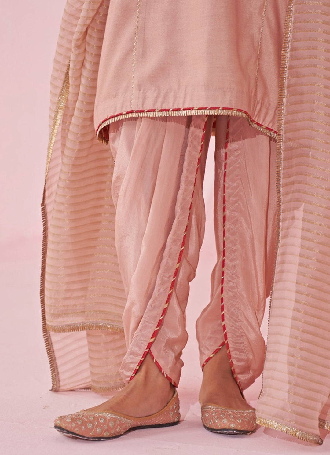 Blush Pink Embroidered Kurta Tulip Pants Set Studio Bagechaa - Fabilicious Fashion
