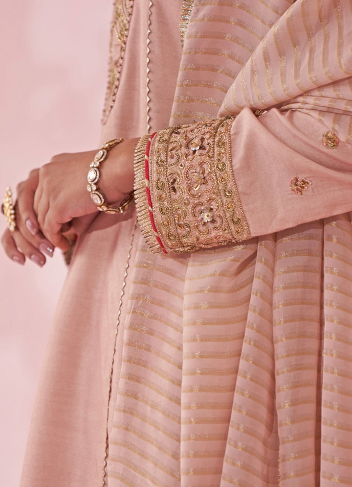 Blush Pink Embroidered Kurta Tulip Pants Set Studio Bagechaa - Fabilicious Fashion