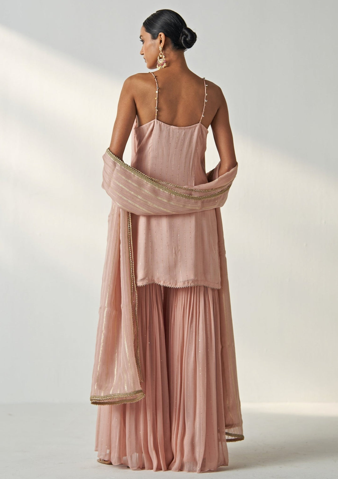 Blush Pink Embroidered Organza Kurta Pant Set Studio Bagechaa - Fabilicious Fashion