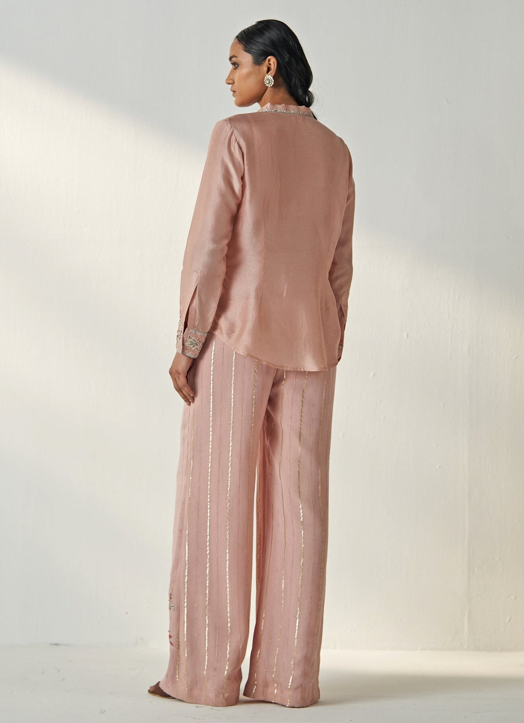 Blush Pink Embroidered Shirt And Pant Set Studio Bagechaa - Fabilicious Fashion