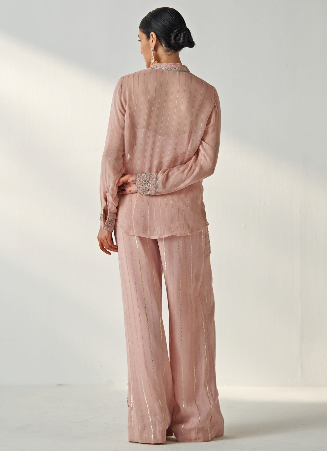 Blush Pink Embroidered Shirt And Pant Set Studio Bagechaa - Fabilicious Fashion