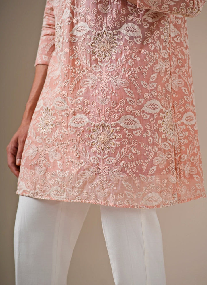 Darzi House Blush Pink Floral Cotton Chanderi Kurta SetFabilicious Fashion