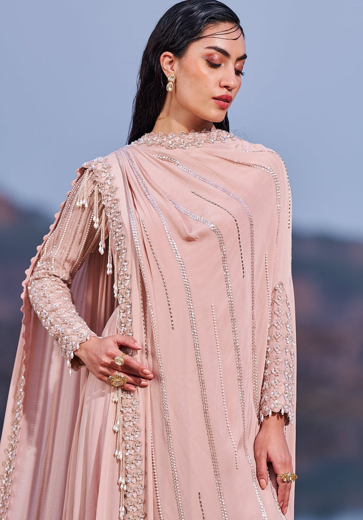 Blush Pink Full Sleeved Anarkali Nidhika Shekhar - Fabilicious Fashion