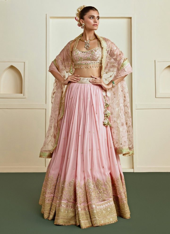Gopi Vaid Blush Pink Georgette Bridal Lehenga SetFabilicious Fashion