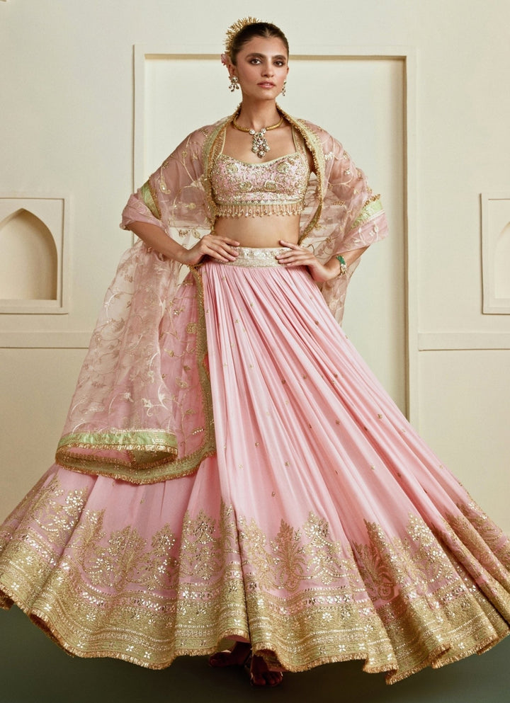 Gopi Vaid Blush Pink Georgette Bridal Lehenga SetFabilicious Fashion