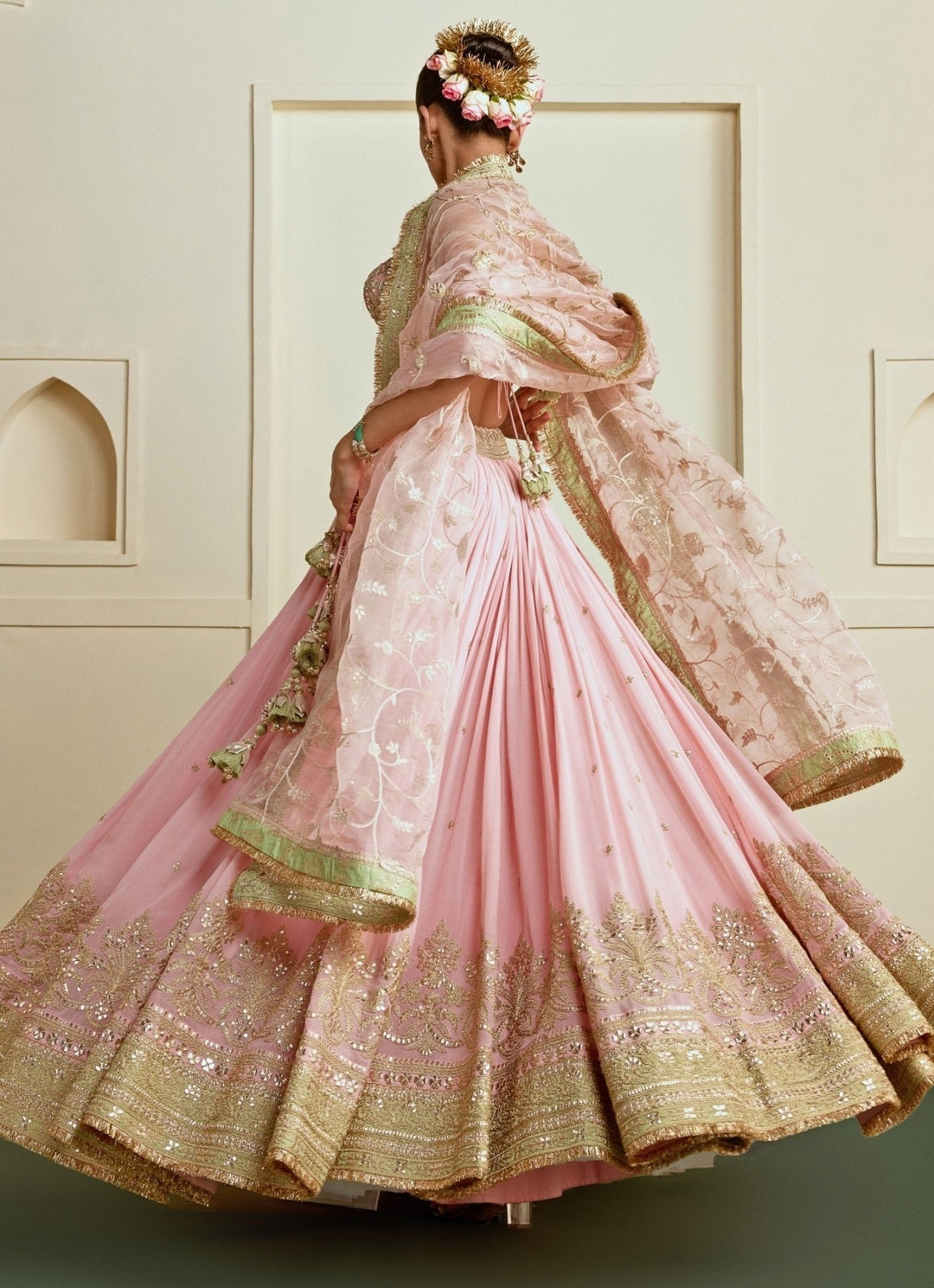 Gopi Vaid Blush Pink Georgette Bridal Lehenga SetFabilicious Fashion