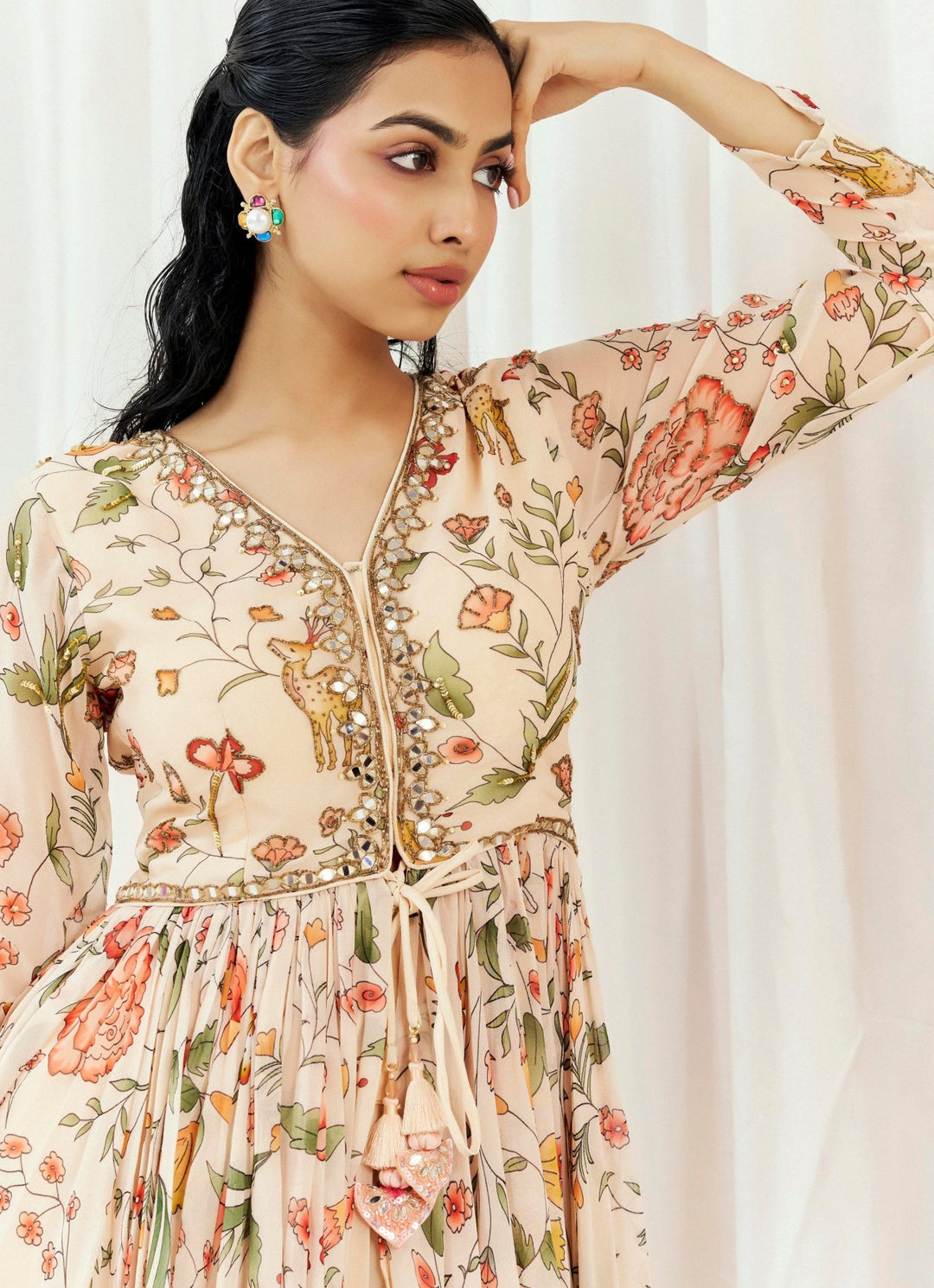 Blush Pink Georgette Peplum Kurta Sharara Set Redpine - Fabilicious Fashion