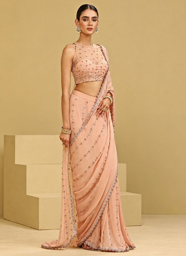 Esha Koul Blush Pink Georgette Saree SetFabilicious Fashion