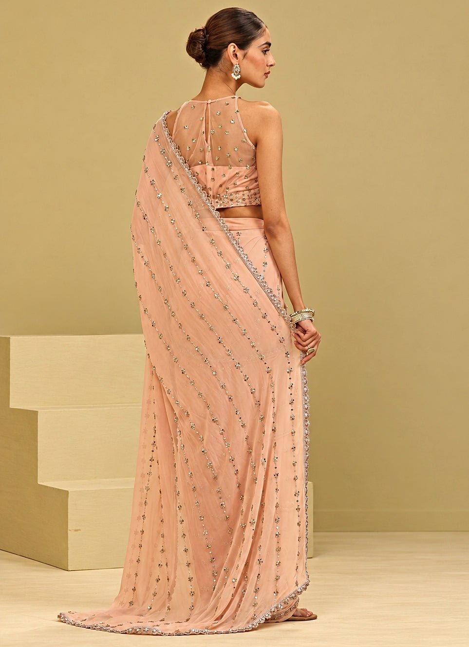 Esha Koul Blush Pink Georgette Saree SetFabilicious Fashion