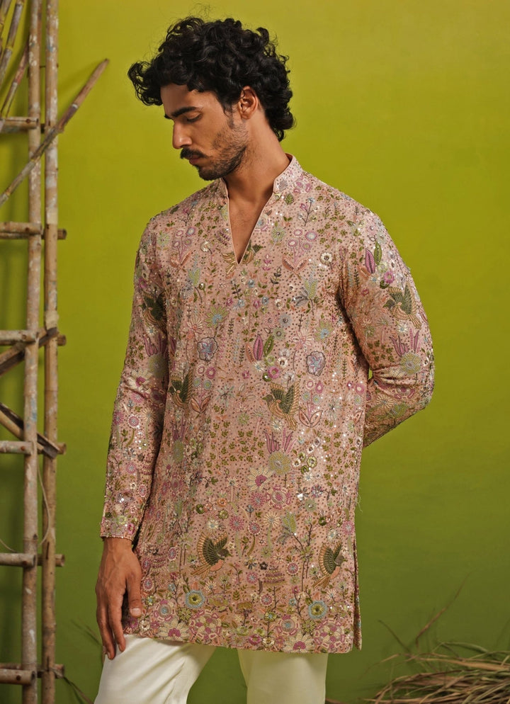 Blush Pink Georgette Short Kurta Set Kalpraag - Fabilicious Fashion