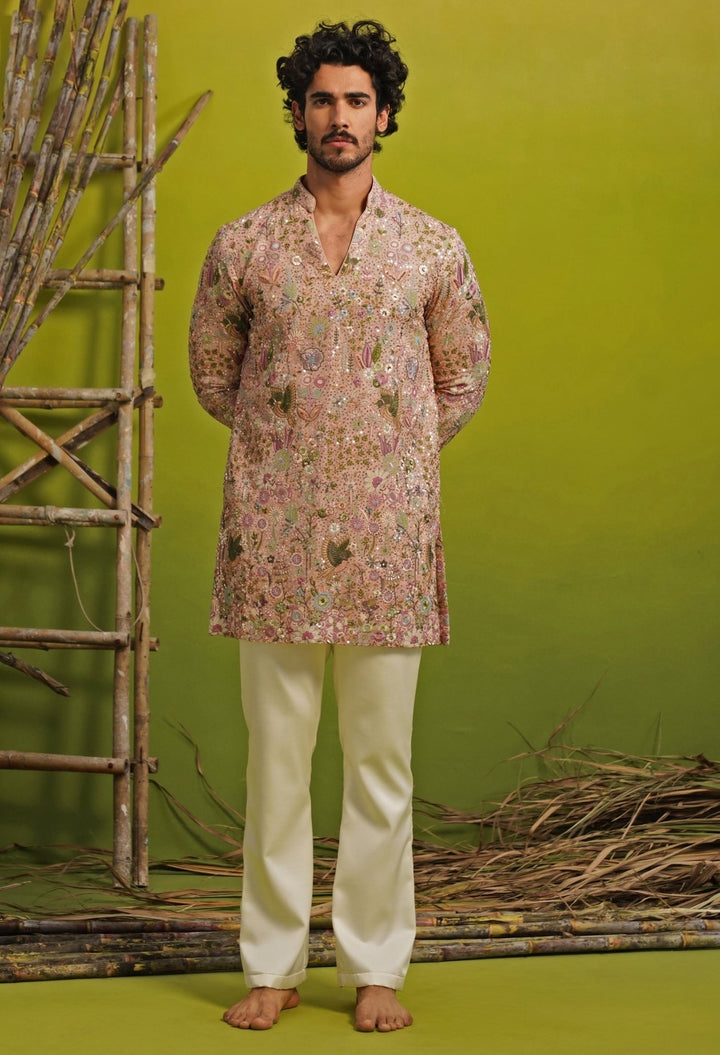 Blush Pink Georgette Short Kurta Set Kalpraag - Fabilicious Fashion