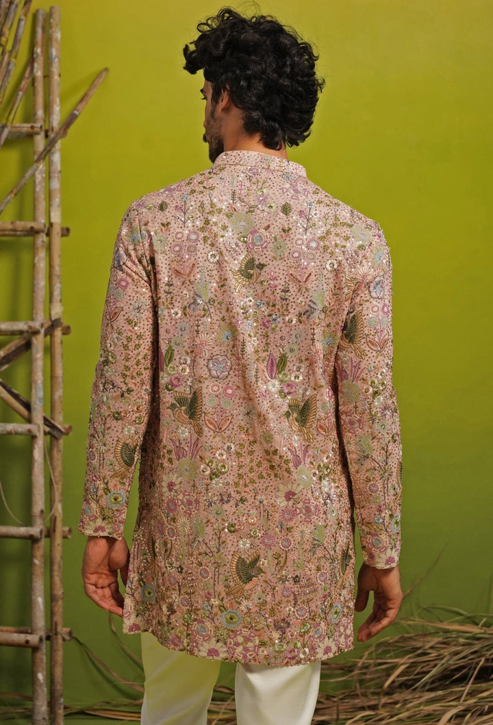 Blush Pink Georgette Short Kurta Set Kalpraag - Fabilicious Fashion