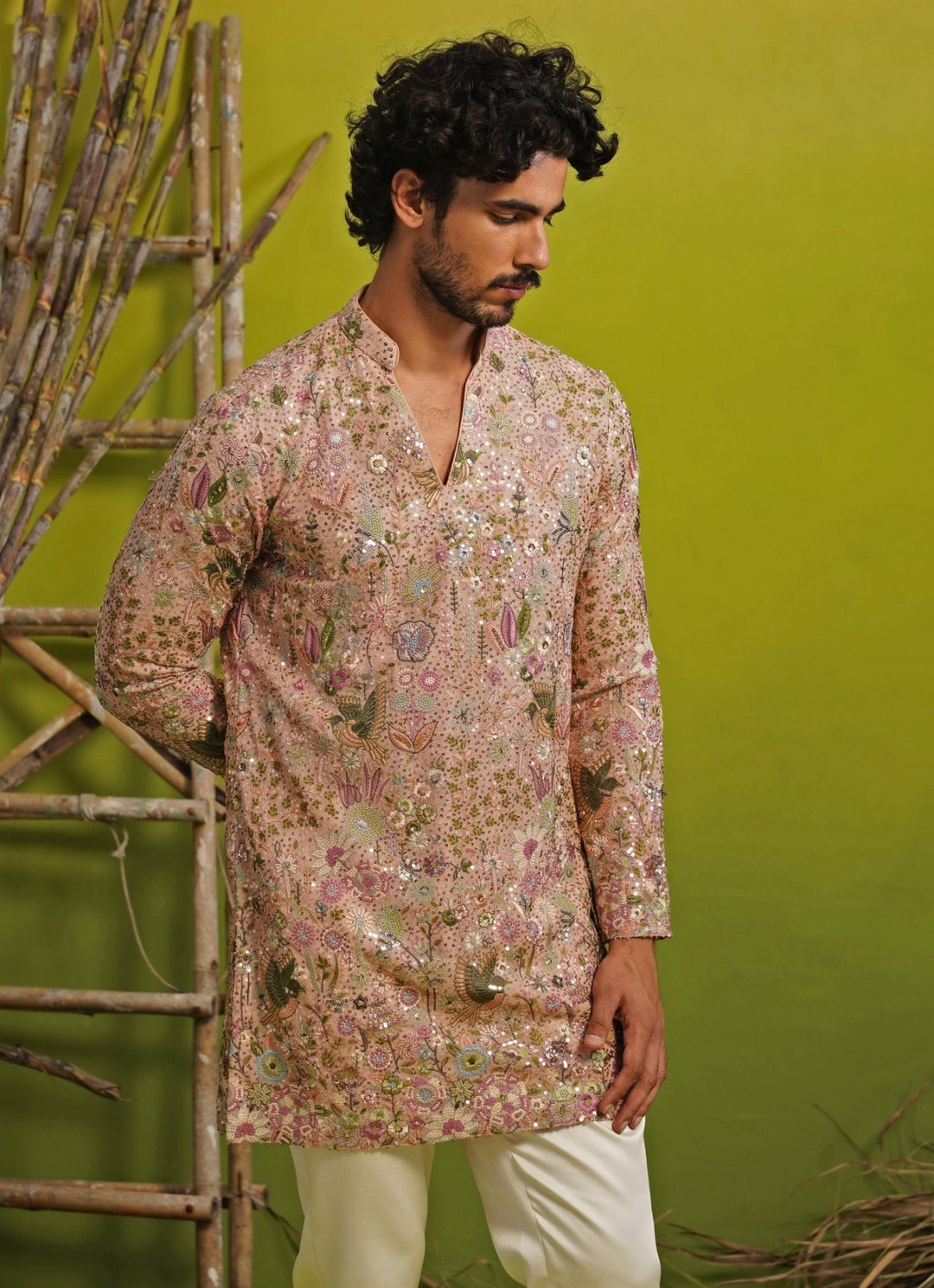 Blush Pink Georgette Short Kurta Set Kalpraag - Fabilicious Fashion