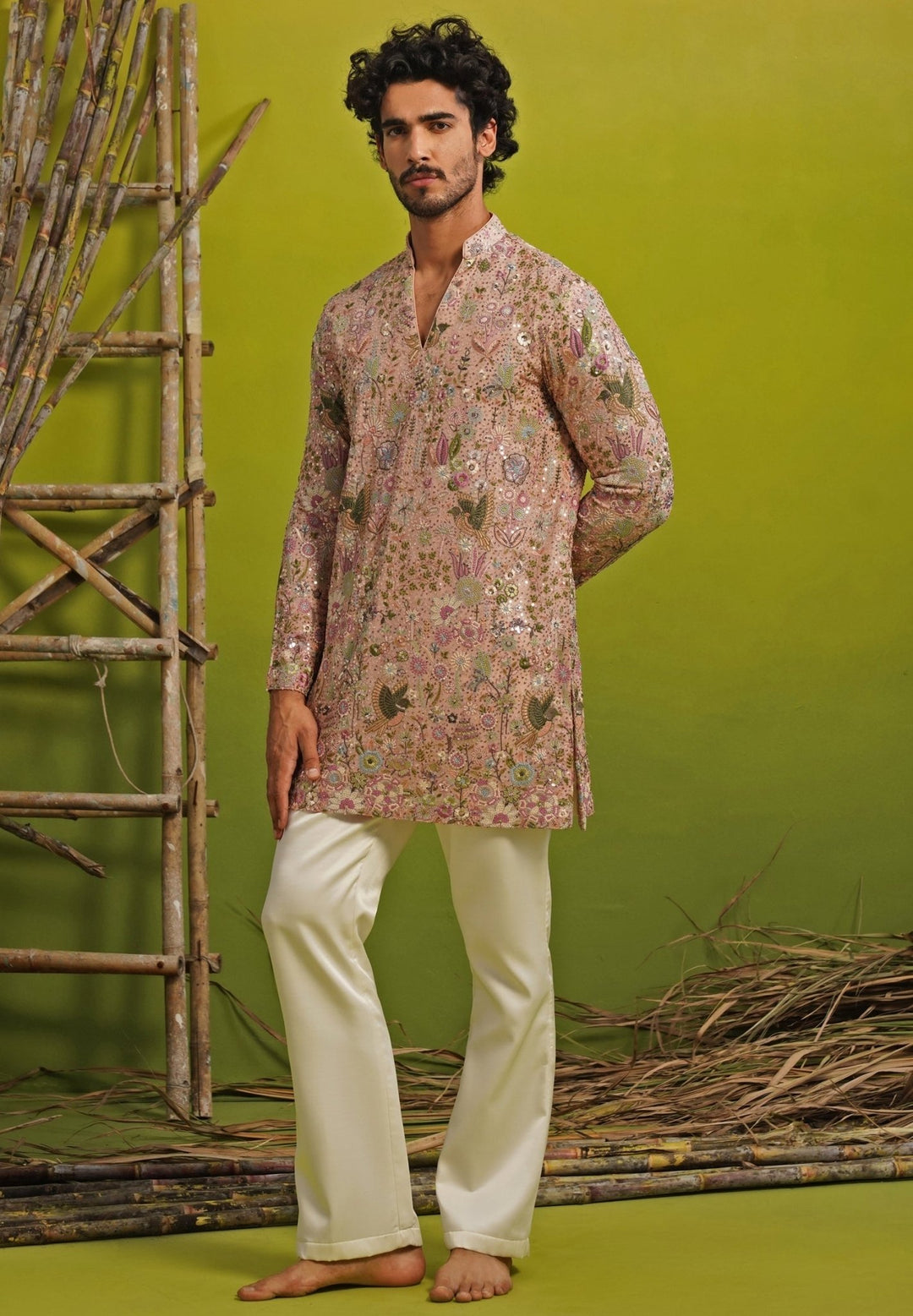 Blush Pink Georgette Short Kurta Set Kalpraag - Fabilicious Fashion