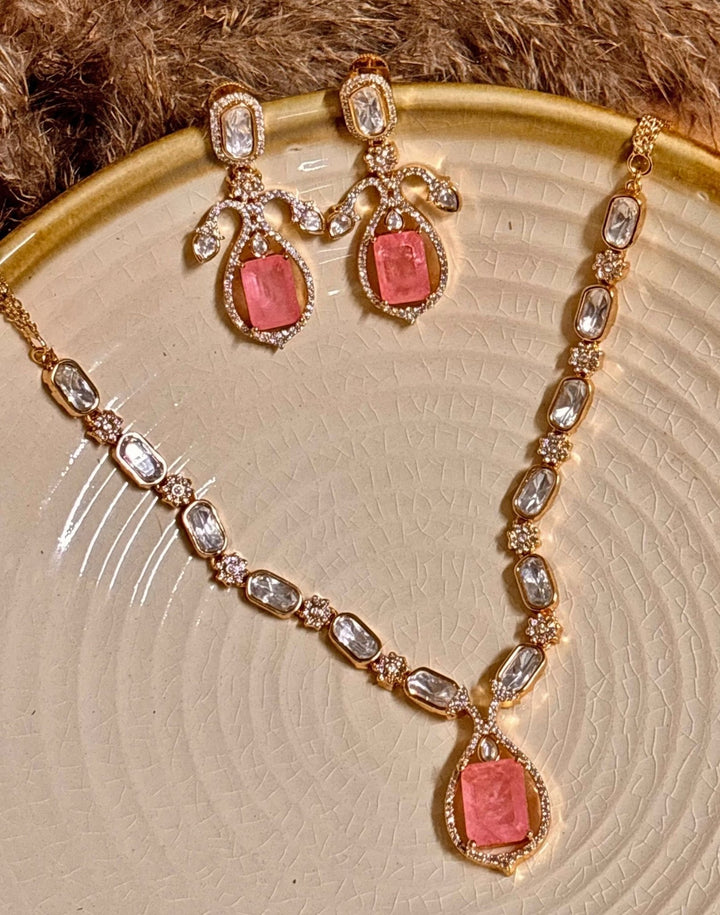 Naymee Blush Pink Kundan And Polki Necklace SetFabilicious Fashion