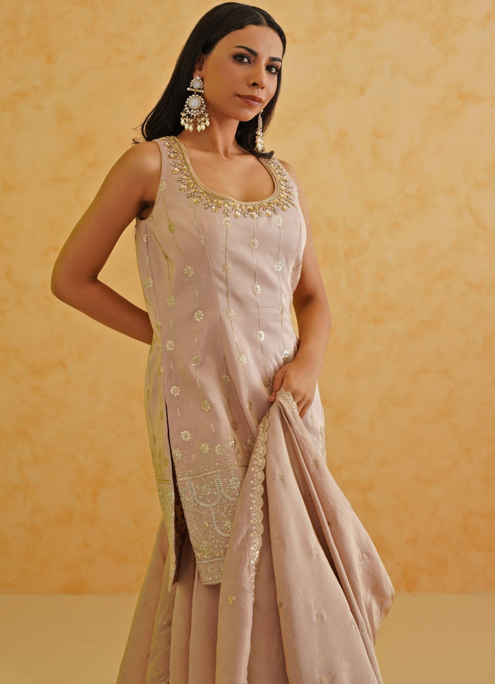 Blush Pink Kurta Garara Set Deepika Chadha - Fabilicious Fashion