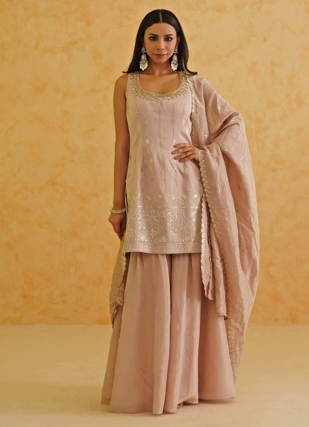 Blush Pink Kurta Garara Set Deepika Chadha - Fabilicious Fashion