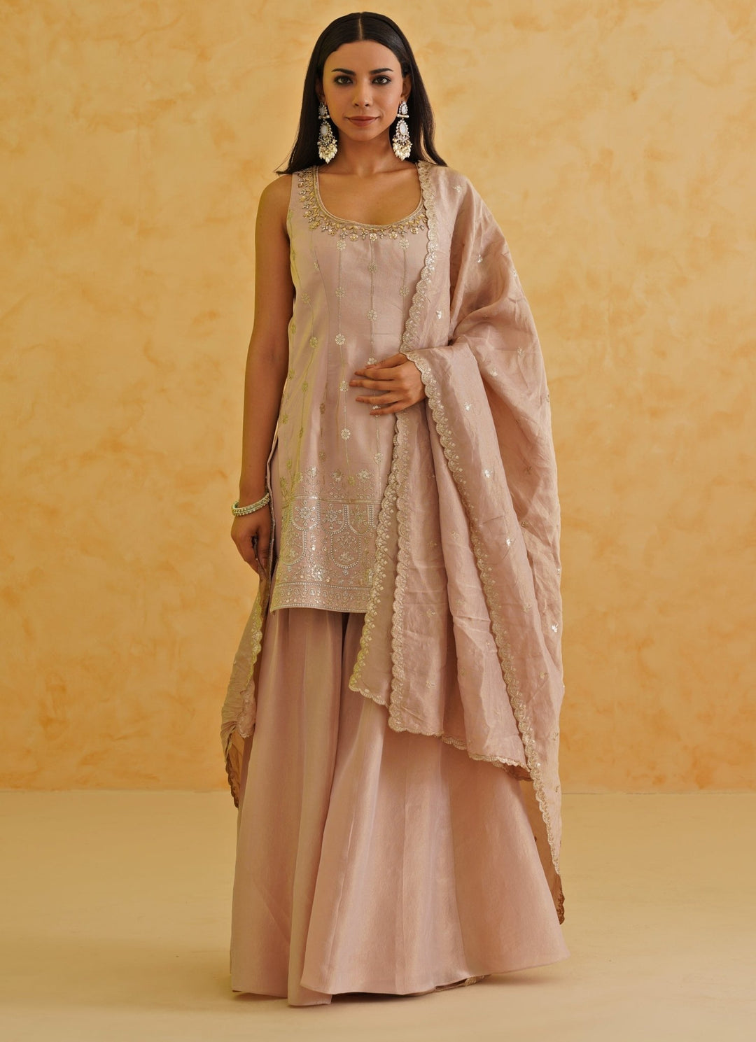 Blush Pink Kurta Garara Set Deepika Chadha - Fabilicious Fashion