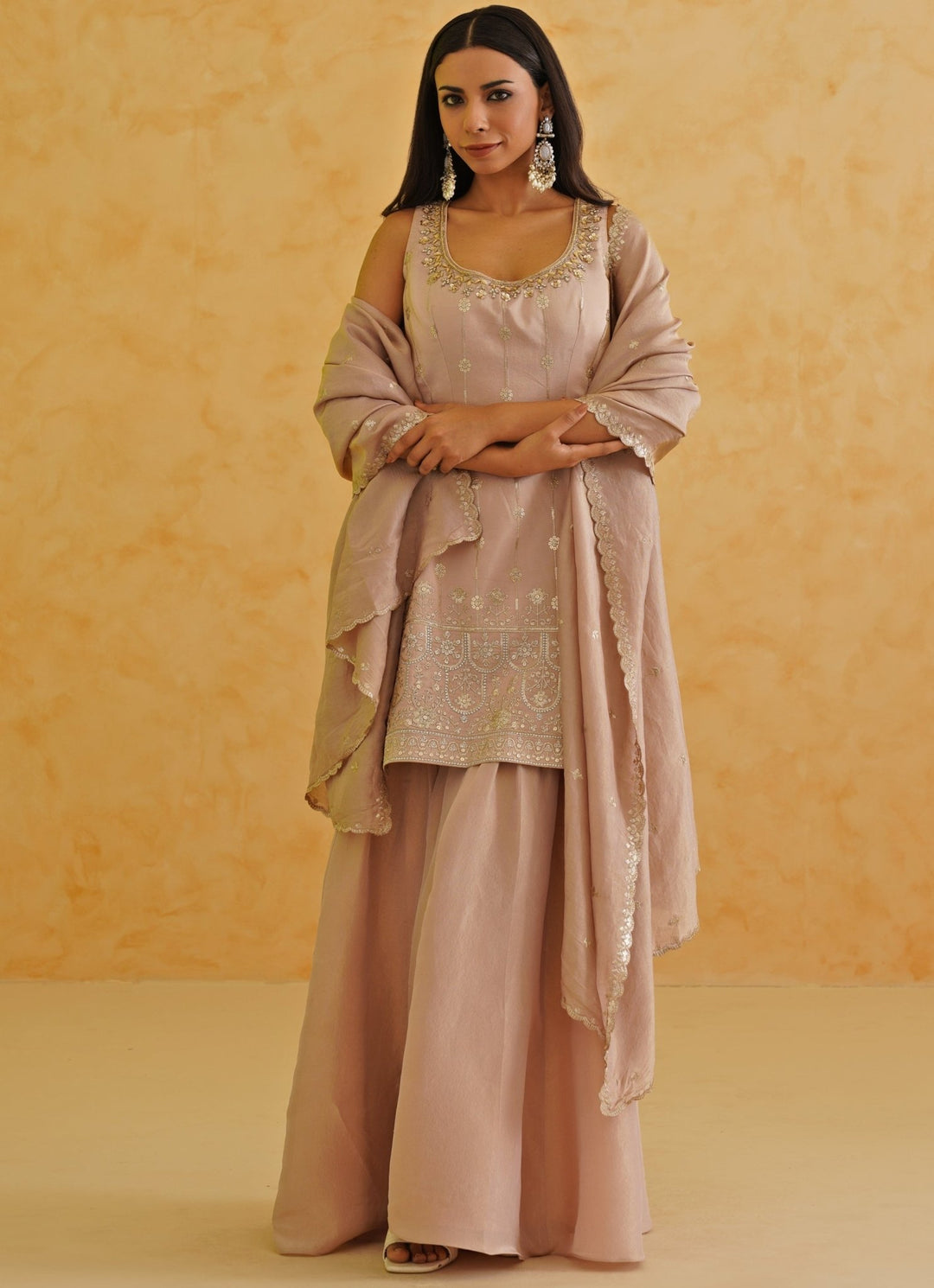 Blush Pink Kurta Garara Set Deepika Chadha - Fabilicious Fashion